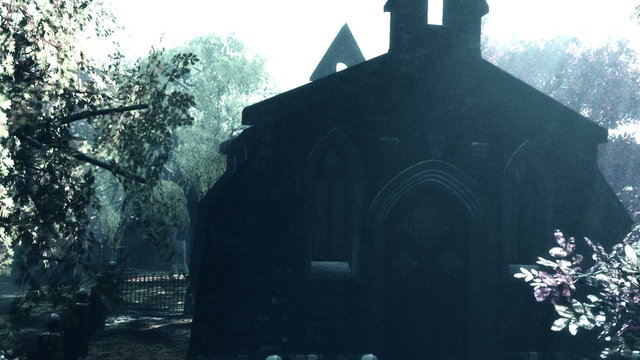 Autumn in Cemetery 3D render 7