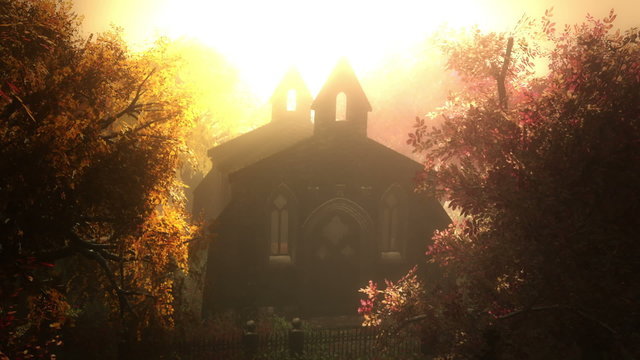 Autumn in Cemetery 3D render 4
