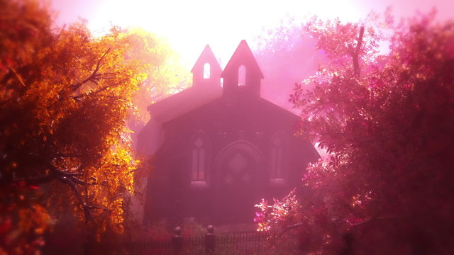 Autumn in Cemetery 3D render 2