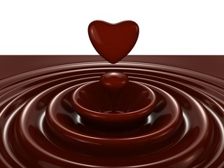 Fototapeta na wymiar Ciemny symbol serca czekolada w postaci ciekłej kropli tła illustra