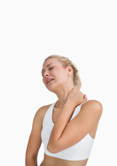 Fototapeta premium Young woman with severe neck pain
