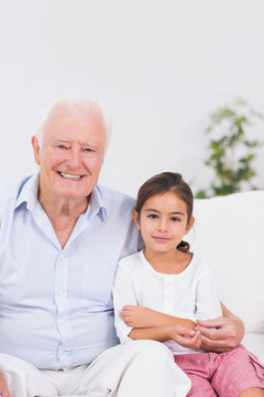 Granddaughter and grandfather portrait