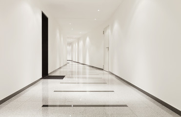 modern architecture, interior, view of the long corridor
