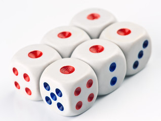 ordered set of dice game, isolated on white background