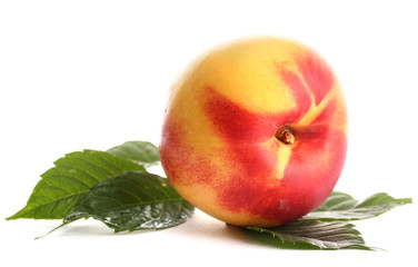 ripe nectarine, isolated on white