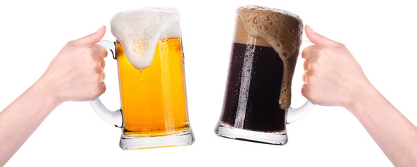 beer with hand making toast