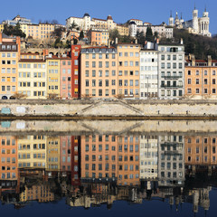 view of Lyon and Saone River