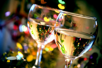 Glasses of wine on Valentine's Day