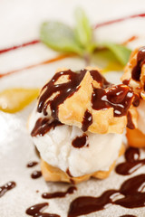 profiteroles with ice cream