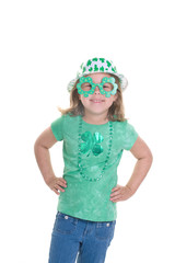 Adorable blond girl dressed for St. Patrick's Day
