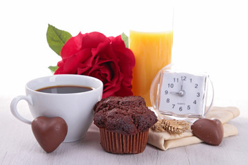 breakfast with coffee and chocolate