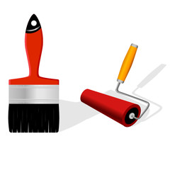 brush and roller vector illustration