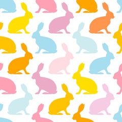 Seamless Pattern Bunny Blue