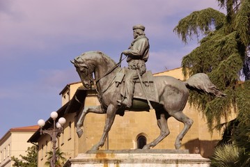 A statue of Garibaldi on a square in Pistoia