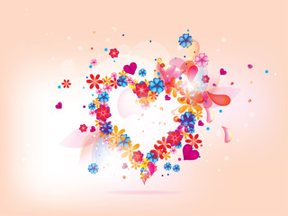 abstract floral heart background for vlentines day