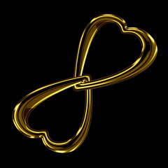 Two linked golden hearts