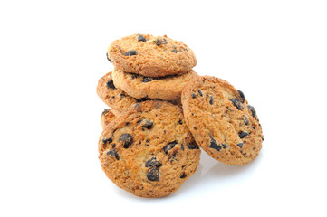 Chocolate homemade pastry biscuits isolated on white background