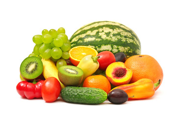 fruits and vegetables isolated on white background