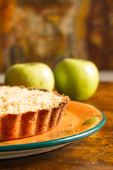 Scramble de manzana, torta, pasteleria, postre.