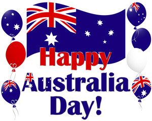 Australia Day background with Australia flag balloons.