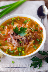 Soup with tomatoes and meat
