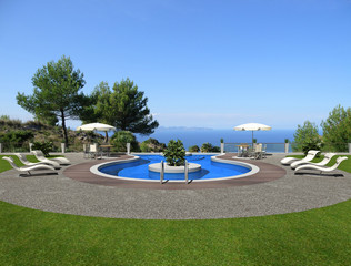 swimming pool mit aussicht - rendering