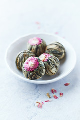 White Tea Balls with Lychee Flower