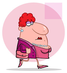 Lady In Pink Wears Pearls And Carries Purse