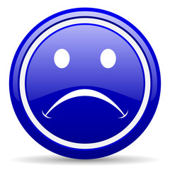 cry blue glossy icon on white background