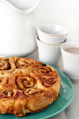 Cake roll with  cinnamon, sugar and raisin