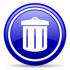 recycle blue glossy icon on white background