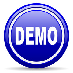 demo blue glossy icon on white background