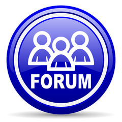 forum blue glossy icon on white background