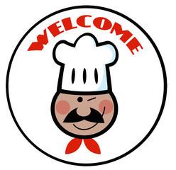 Welcome African American  Chef Face Circle