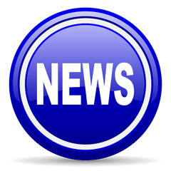 news blue glossy icon on white background