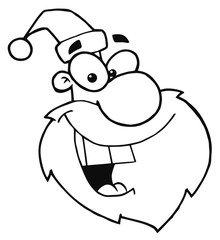 Coloring Page Outline Of A Santa Face Laughing