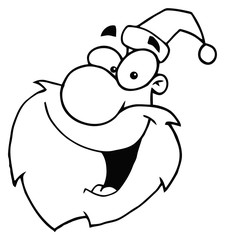 Coloring Page Outline Of A Happy Cartoon Santa Head Facing Left