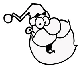Coloring Page Outline Of A Santa Face Laughing