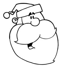 Coloring Page Outline Of A Happy Cartoon Santa Head Facing Right