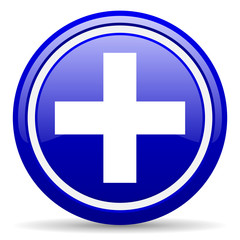 Obraz premium emergency blue glossy icon on white background