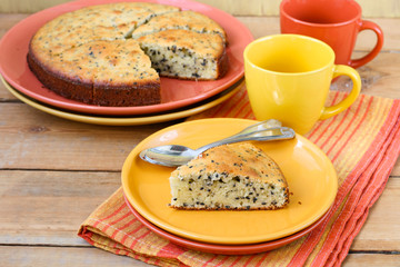 Slice of cake with black sesame,