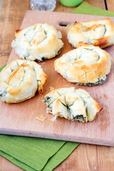 Spinach and cheese filo pastries