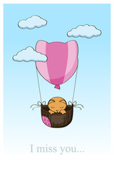 cat on a hot air balloon - 48386941