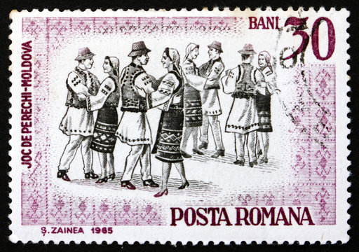Postage stamp Romania 1966 Folk Dancers of Moldavia