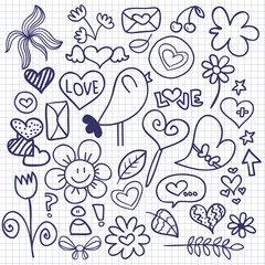Set of cute childish doodles