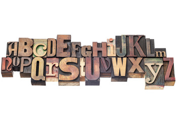 alphabet in wood type
