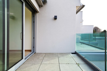 Obraz premium modern architecture, new apartment, balcony view