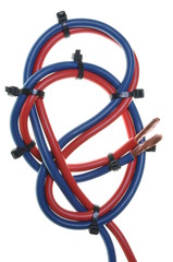 Obraz na płótnie Canvas Blue and red cord used on electrical installations