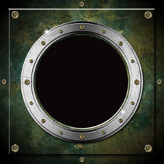 Dark Green Grunge Metal Porthole