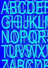 Symbolphoto fuer das Alphabet mit blauen Lettern - obrazy, fototapety, plakaty